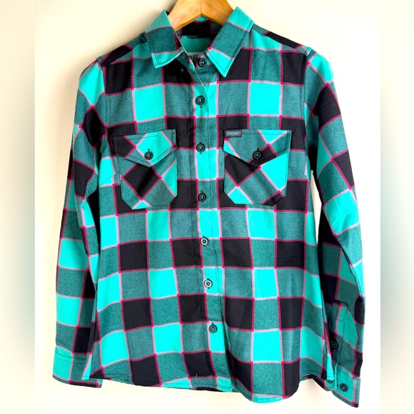 DIXXON Flannel Co. Women's Shreddy Colorful Blue and Pink  Plaid Top Size Small - Picture 1 of 12